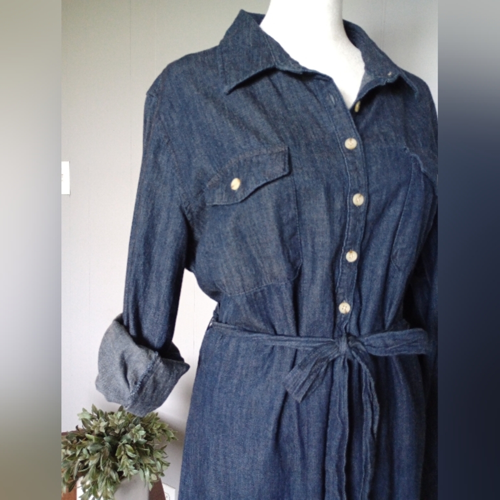 Universal Threads Dark Denim Shirt Dress Size Large - Picture 5 of 12